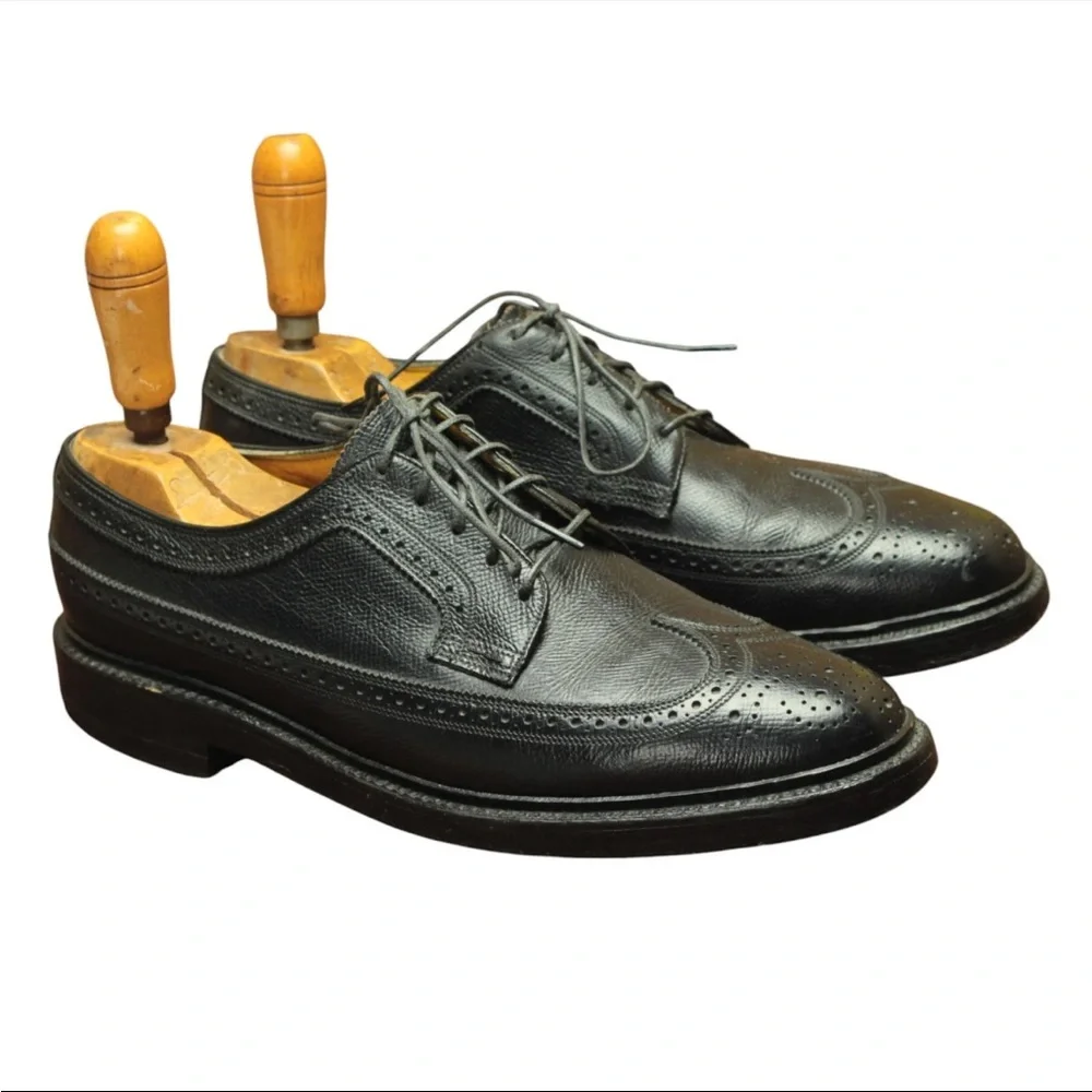 Florsheim Imperial Shell Cordovan 5 Nail Wingtips Brogue Mens 8 D Black Leather